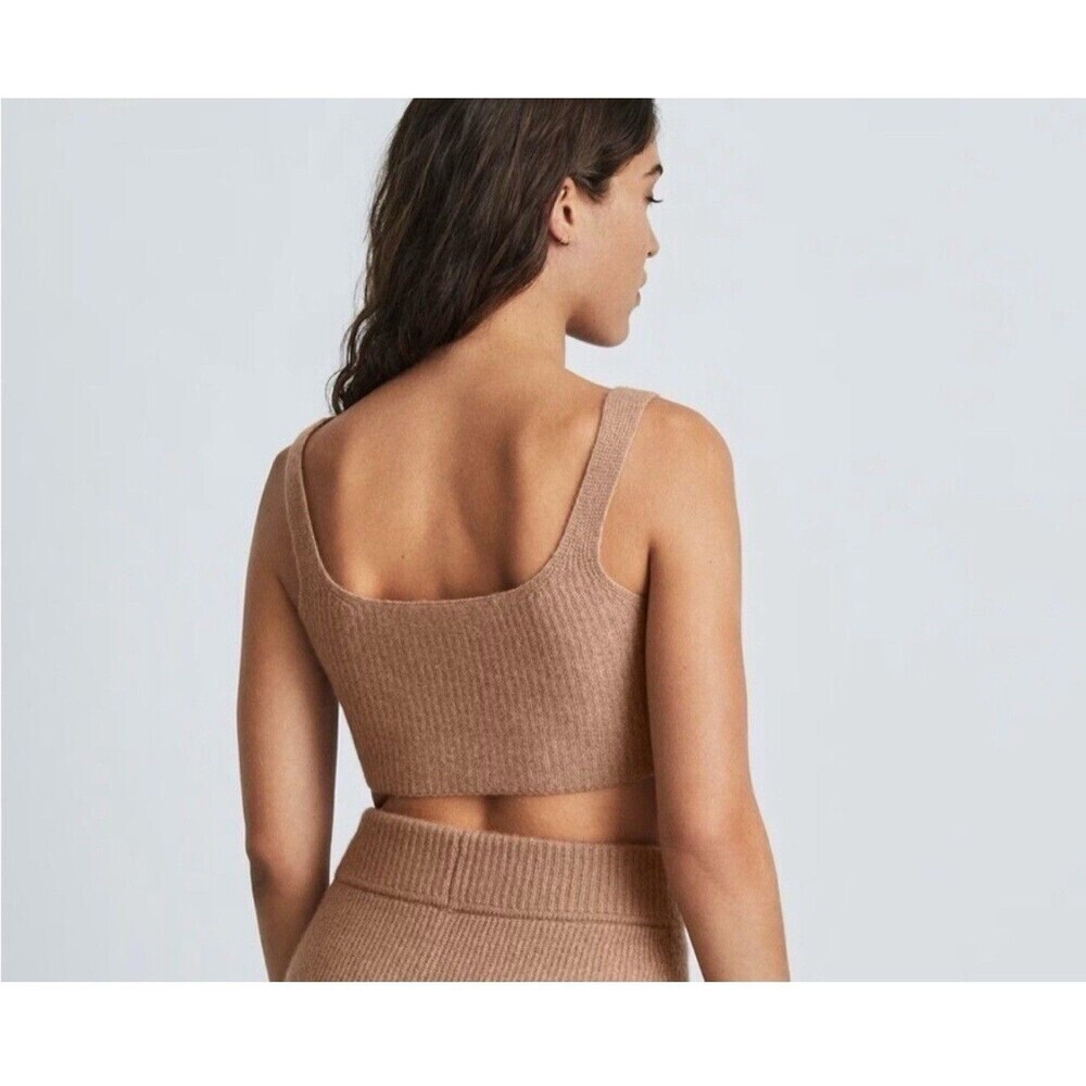 EVERLANE Sweater Tank Top Small Camel NEW Crop Top Ribbed Knit Soft Cozy Wool - Picture 5 of 13